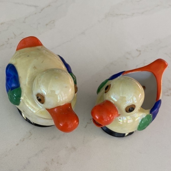 Vintage Handpainted Lusterware Duck Cream and Sugar Set Made in Japan - Picture 1 of 11